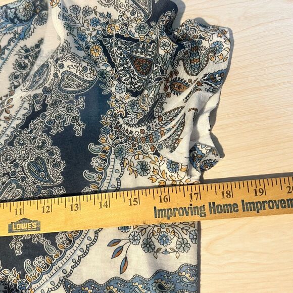 One World Small SS Blouse Paisley Y2K Boho Festival Hippie Fairy Rhinestones - Picture 6 of 8